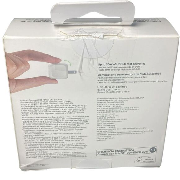 Belkin BoostCharge 30W USB-C Wall Charger Power Delivery Fast Charge New Pkg Wea - Picture 2 of 11